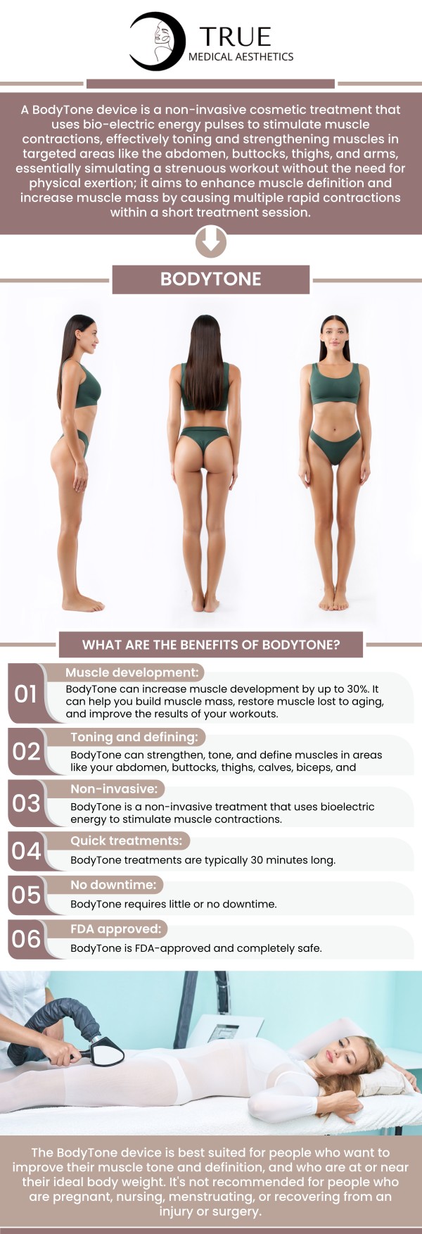 The BodyTone is a novel apparatus for toning and strengthening muscles. The BodyTone improves weak muscles' strength, tone, and sculpture while also assisting patients in regaining muscular mass through muscle re-education. For more information, contact us or schedule an appointment online. Our clinic is conveniently located at 50 Avon Meadow Lane Avon, CT 06001. The BodyTone is a novel apparatus for toning and strengthening muscles. The BodyTone improves weak muscles' strength, tone, and sculpture while also assisting patients in regaining muscular mass through muscle re-education. For more information, contact us or schedule an appointment online. Our clinic is conveniently located at 50 Avon Meadow Lane Avon, CT 06001.