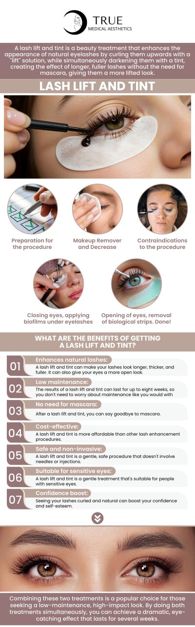 Your eye area appears brighter and more vibrant with the lash Lift and tint, giving the impression that mascara was applied flawlessly. To get the most out of your natural lashes, visit Tristen Durkin, RN, and her team at True Medical Aesthetics for a safe and effective lash lift and tint procedure. For more information, contact us or schedule an appointment online. Our clinic is conveniently located at 50 Avon Meadow Lane Avon, CT 06001.