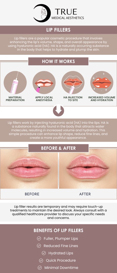 Whether you're looking to create a fuller pout, smooth out lines, or restore lost volume due to aging, lip fillers are an effective solution that can help you achieve your aesthetic goals. With the guidance of Tristen Durkin, RN, you can expect natural-looking results that enhance your features and improve your overall appearance. To learn more about lip fillers, visit True Medical Aesthetics. For more information, please contact us or schedule an appointment online. We are conveniently located at 50 Avon Meadow Ln, Avon, CT 06001. Whether you're looking to create a fuller pout, smooth out lines, or restore lost volume due to aging, lip fillers are an effective solution that can help you achieve your aesthetic goals. With the guidance of Tristen Durkin, RN, you can expect natural-looking results that enhance your features and improve your overall appearance. To learn more about lip fillers, visit True Medical Aesthetics. For more information, please contact us or schedule an appointment online. We are conveniently located at 50 Avon Meadow Ln, Avon, CT 06001.