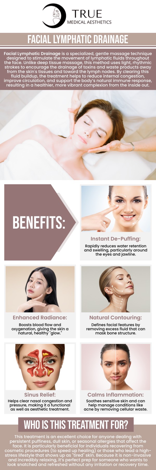 Common questions asked by clients: What is facial lymphatic drainage, and how does it benefit the skin? How does facial lymphatic drainage help with reducing puffiness and swelling? Is facial lymphatic drainage suitable for all skin types? How often should facial lymphatic drainage treatments be done for optimal results? For more information, contact us or schedule an appointment online. Our clinic is conveniently located at 50 Avon Meadow Lane Avon, CT 06001. We serve clients from Avon CT, Simsbury CT, Canton CT, Bloomfield CT, Farmington CT, Burlington CT, and surrounding areas.